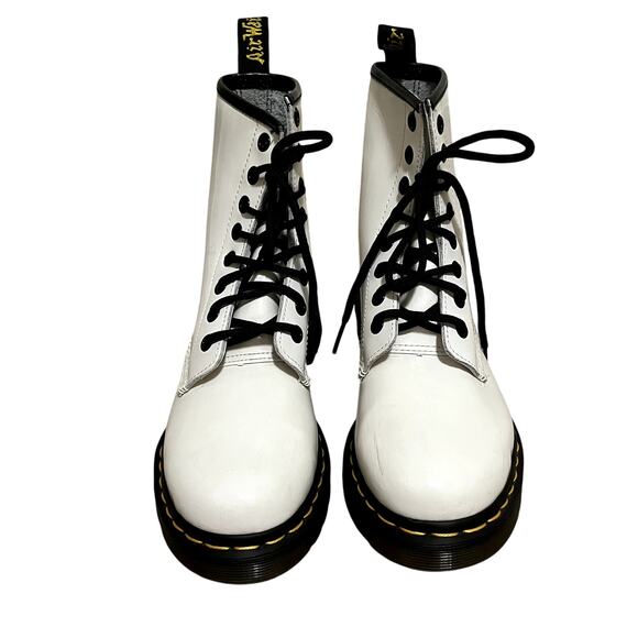 Dr. Martens 1460 Patent Leather White Combat Boots Women's Size 6 - Picture 2 of 8